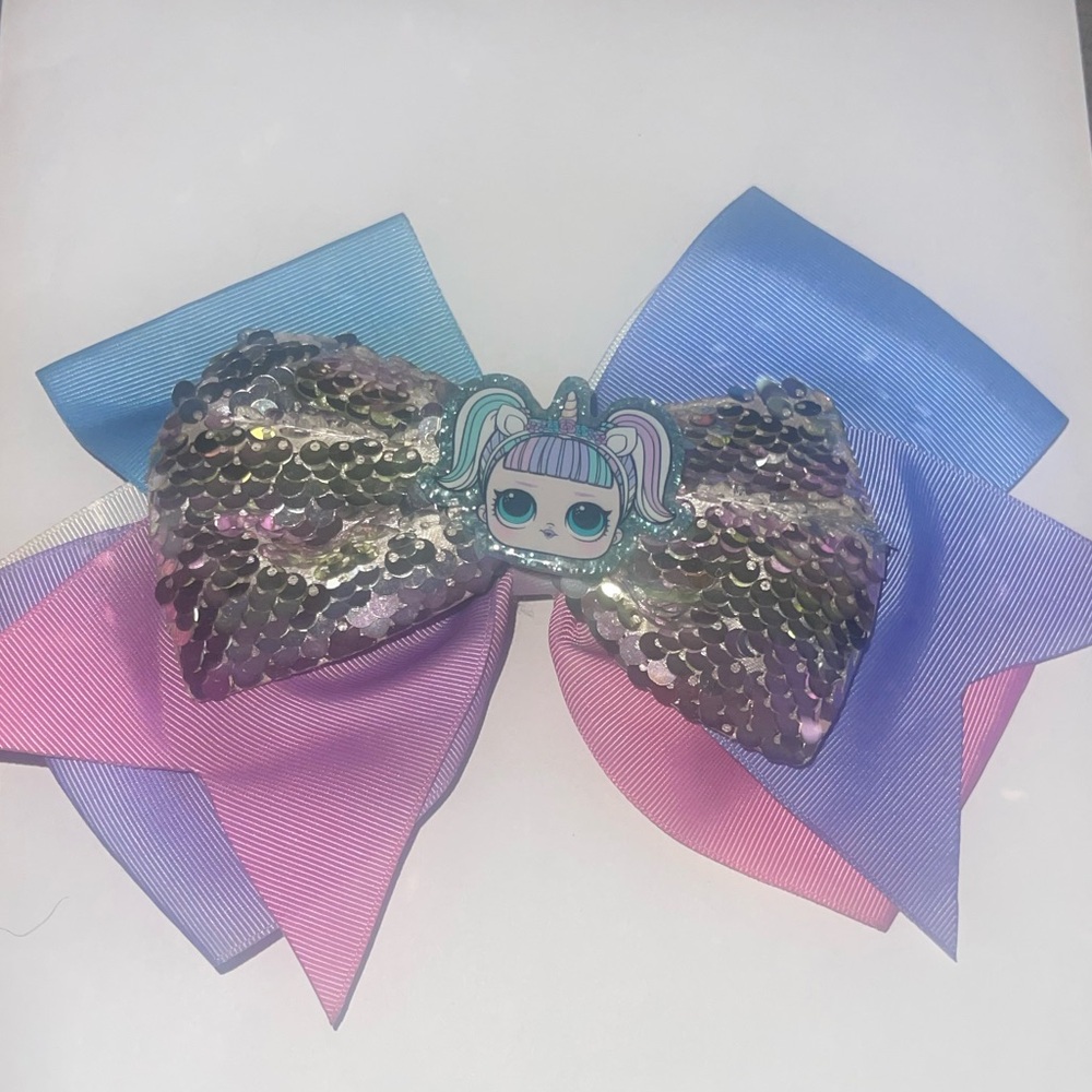 Colorful Sequin Hair Bow with Character